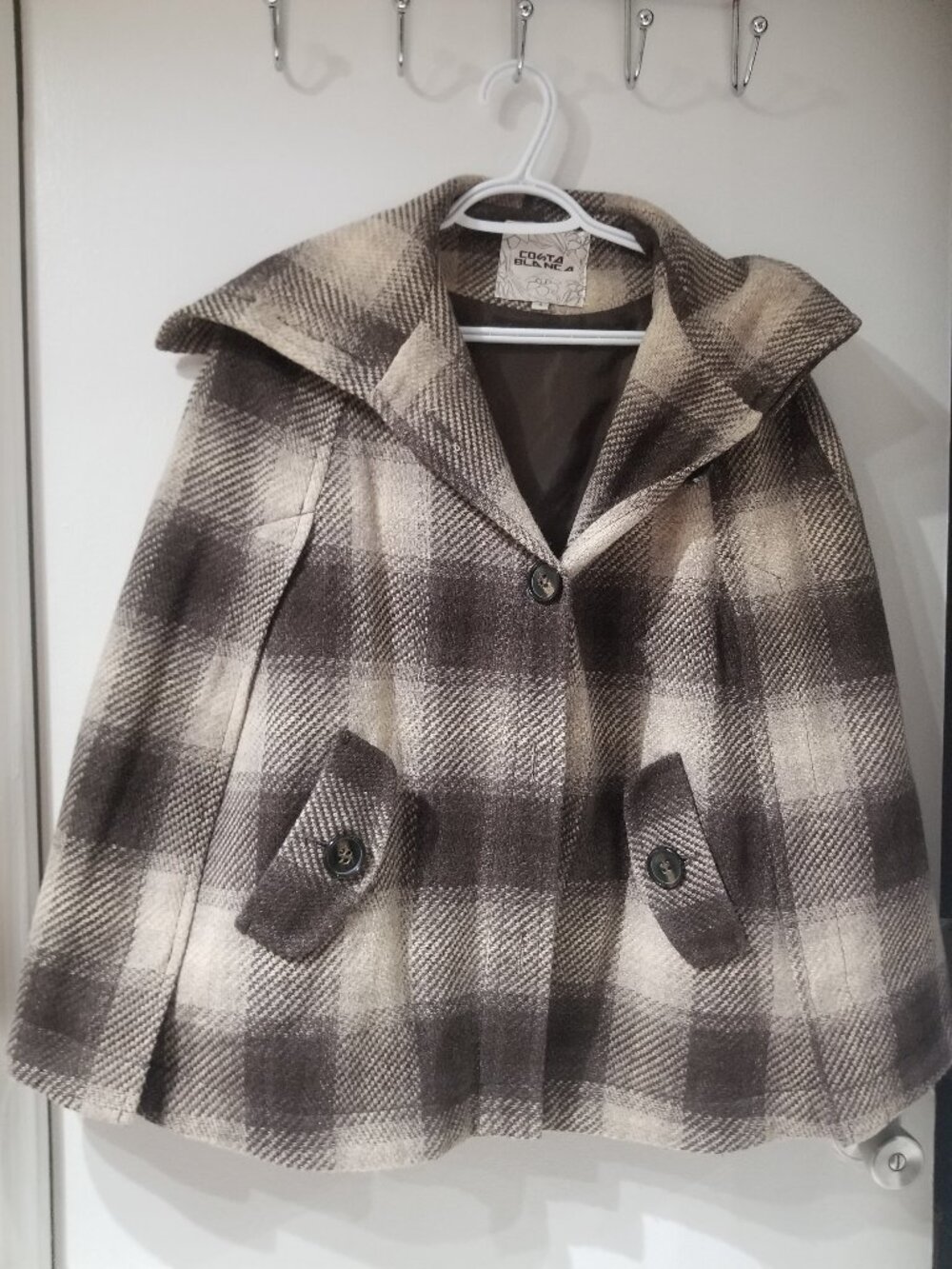 Plaided Sleeveless poncho jacket - boojee